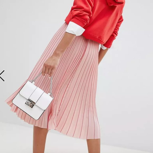 ASOS Stradivarius plisse midi skirt M - Picture 1 of 3